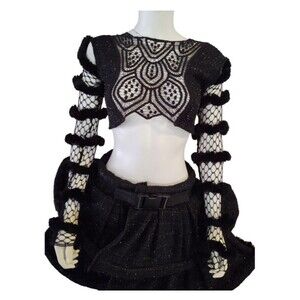 J Chans Designs OOAK Modernistic Gothic Crop Top & Wrap Skirt Cosplay Costume PS